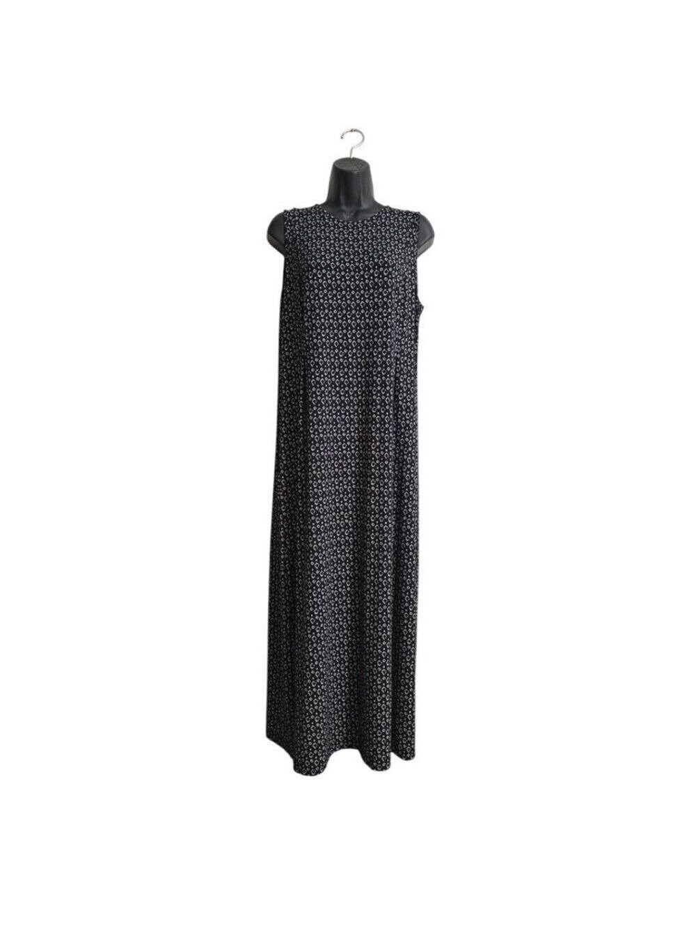 J. Jill Black & White Geometric Sleeveless Jersey Knit Maxi Dress Sz S